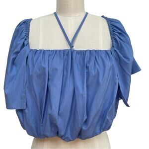 Zara Bubble Crop NWT Straps Large Blue Y2K Style